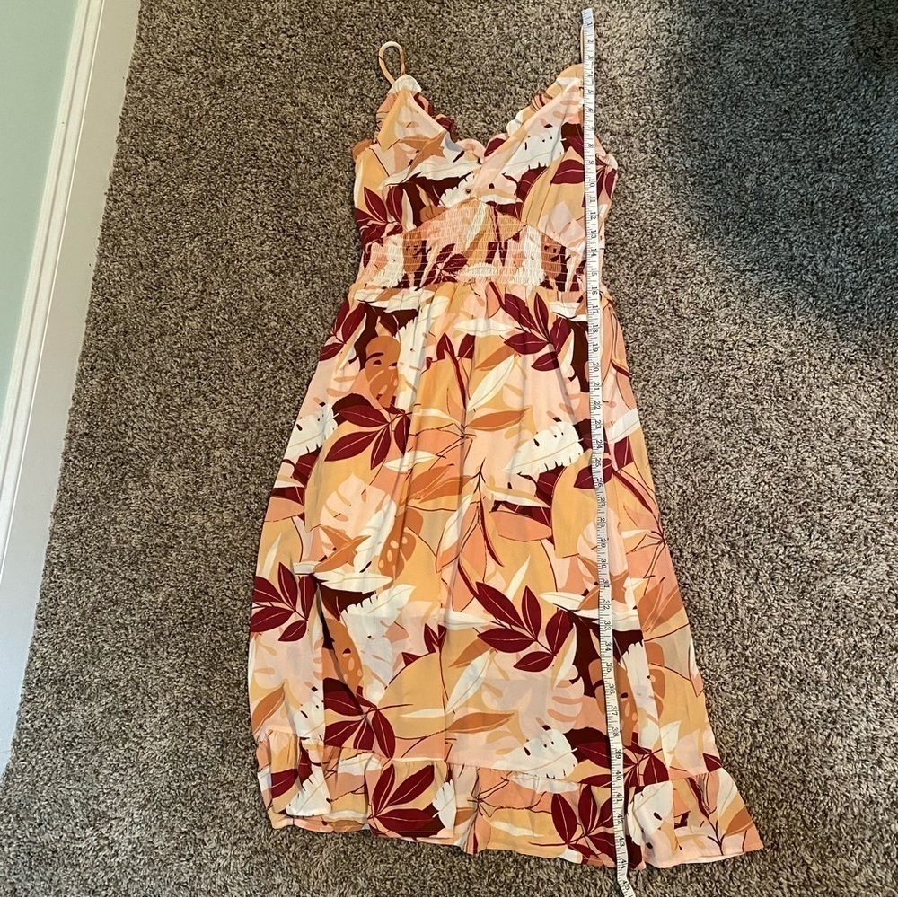 Sienna Sky Smocked Midi Floral Dress Coral Sundress Sz M - Picture 9 of 13